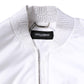 White Nylon Full Zip Cropped Bomber Jacket