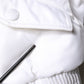 White Nylon Full Zip Cropped Bomber Jacket