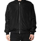 Black Long Sleeves Full Zip Bomber Jacket