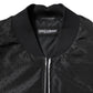 Black Long Sleeves Full Zip Bomber Jacket