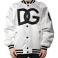 White DG Logo Polyester Jersey Bomber Jacket