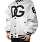 White DG Logo Polyester Jersey Bomber Jacket