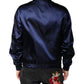Blue Nylon DG Crown Full Zip Bomber Jacket