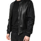 Black Lambskin Leather Biker Full Zip Jacket