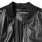 Black Lambskin Leather Biker Full Zip Jacket