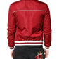 Red White Nylon Full Zip Men Bomber Jacket