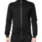 Black Cotton Logo Full Zip Men Bomber Jacket