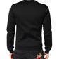 Black Cotton Logo Full Zip Men Bomber Jacket