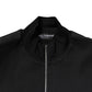 Black Cotton Logo Full Zip Men Bomber Jacket