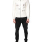 White Collared Full Zip Biker Coat Jacket