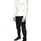 White Collared Full Zip Biker Coat Jacket