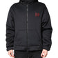 Black Polyester DG Hooded Full Zip Jacket