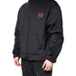 Black Polyester DG Hooded Full Zip Jacket