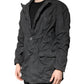 Black Solid Cotton Collared Coat Jacket