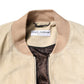 Beige Lambskin Full Zip Men Bomber Jacket