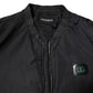 Black Nylon Logo Full Zip Bomber Jacket