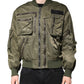 Green Nylon Full Zip Men Bomber Jacket