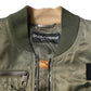 Green Nylon Full Zip Men Bomber Jacket