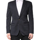 Dark Blue Cotton Men Jacket Coat Suit Blazer