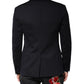 Dark Blue Wool Single Breasted Coat Suit Blazer