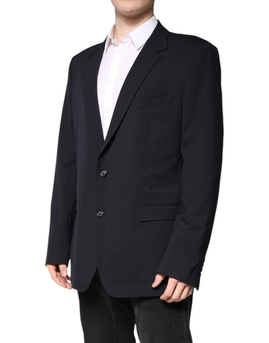 Dark Blue Wool Single Breasted Coat Blazer