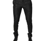 Black Floral Jacquard Mid Waist Dress Pants
