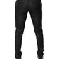 Black Floral Jacquard Mid Waist Dress Pants