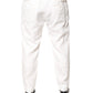 White Linen Mid Waist Men Dress Pants