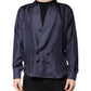 Dark Blue Silk Double Breasted Shirt