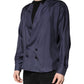 Dark Blue Silk Double Breasted Shirt