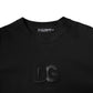 Black Cotton DG Crew Neck Pullover Sweater