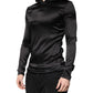 Black Silk Turtleneck Men Pullover Sweater