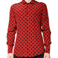 Red Polka Dot Silk Long Sleeve Shirt
