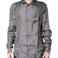 Gray Polka Dot Silk Long Sleeve Shirt