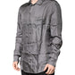 Gray Polka Dot Silk Long Sleeve Shirt