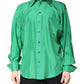 Green Silk Satin Long Sleeves Casual Shirt