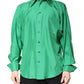 Green Silk Satin Long Sleeves Casual Shirt