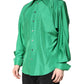Green Silk Satin Long Sleeves Casual Shirt