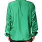 Green Silk Satin Long Sleeves Casual Shirt