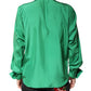 Green Silk Satin Long Sleeves Casual Shirt