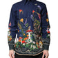 Blue Rabbit Print Long Sleeve Shirt