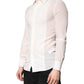 White Silk GOLD Dress Formal Collared Shirt