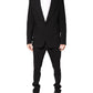 Black Cotton Single Breasted 2 Piece Suit