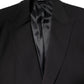 Black Cotton Single Breasted 2 Piece Suit