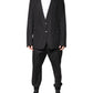 Black Cotton Single Breasted 2 Piece Suit