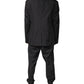 Black Cotton Single Breasted 2 Piece Suit
