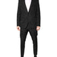 Black Polyester Floral Jacquard 2 Piece Suit