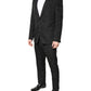 Black Polyester Floral Jacquard 2 Piece Suit
