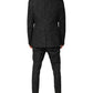 Black Polyester Floral Jacquard 2 Piece Suit