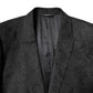 Black Polyester Floral Jacquard 2 Piece Suit